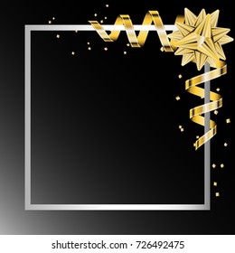 gold bow ribbon in the white frame vector