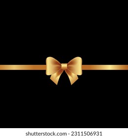  Gold bow with ribbon.Vector illustration