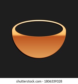 Gold Bowl icon isolated on black background. Long shadow style. Vector.