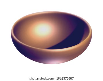 Gold bowl realistic vector illustration
