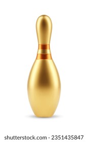 Gold bowling pin isolated on white background. EPS10 vector