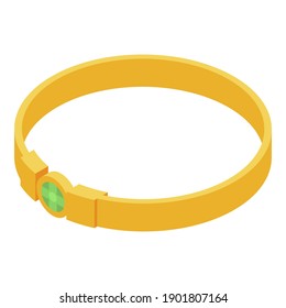 Icono de pulsera de oro. Isométrico del icono del vector de pulsera dorada para el diseño web aislado en fondo blanco