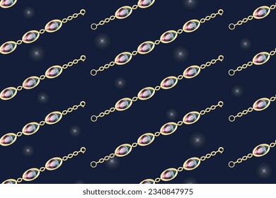 Gold bracelet or necklace with ruby gemstones. Vector isolated cartoon chain, expensive precious women jewelry.