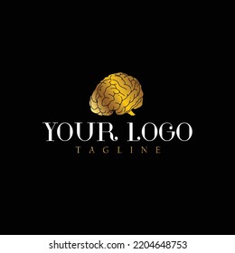 gold brain logo, suitable for elegant logo, hotel logo, health clinic logo