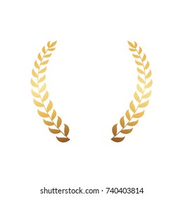 Gold branches of olive tree isolated on white background. Decorative framing elements vector illustration in flat style design, symbol of wealth