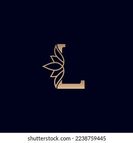 gold brand logo design with lotus flower letter L