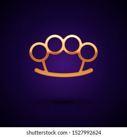 Gold Brass knuckles icon isolated on dark blue background. Vector Illustration Gold Brass knuckles icon isolated on dark blue background. Vector Illustration