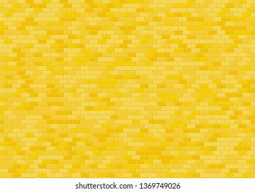 Gold Brick Wall Background. Yellow Bricks Texture Seamless Pattern Vector.