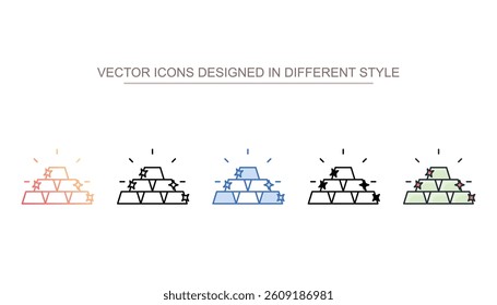 Gold Bricks icon design with white background stock illustration