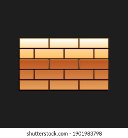 Gold Bricks icon isolated on black background. Long shadow style. Vector.
