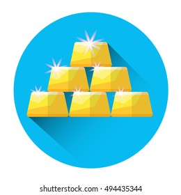 Gold Bricks Investing Icon Flat Vector Illustration