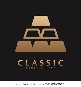gold bricks in pyramid style logo