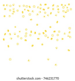 Gold bright Confetti,  colorful background, cute and fun decoration. Vector illustration for celebration, party, festive, holiday. Astral Design. Design for cards, invitations 