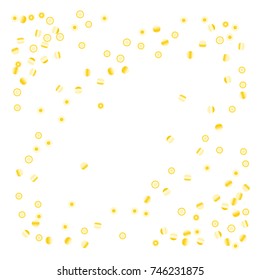 Gold bright Confetti,  colorful background, cute and fun decoration. Vector illustration for celebration, party, festive, holiday. Astral Design. Design for cards, invitations 