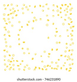 Gold bright Confetti,  colorful background, cute and fun decoration. Vector illustration for celebration, party, festive, holiday. Astral Design. Design for cards, invitations 