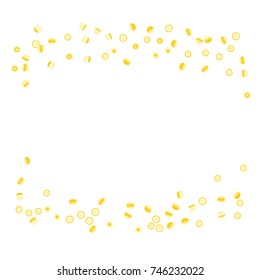 Gold bright Confetti,  colorful background, cute and fun decoration. Vector illustration for celebration, party, festive, holiday. Astral Design. Design for cards, invitations 