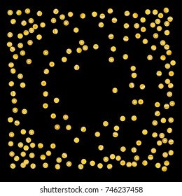 Gold bright Confetti,  colorful background, cute and fun decoration. Vector illustration for celebration, party, festive, holiday. Astral Design. Design for cards, invitations 