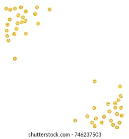 Gold bright Confetti,  colorful background, cute and fun decoration. Vector illustration for celebration, party, festive, holiday. Astral Design. Design for cards, invitations 