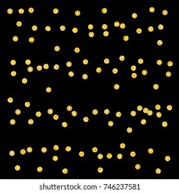 Gold bright Confetti,  colorful background, cute and fun decoration. Vector illustration for celebration, party, festive, holiday. Astral Design. Design for cards, invitations 