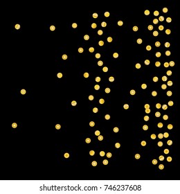 Gold bright Confetti,  colorful background, cute and fun decoration. Vector illustration for celebration, party, festive, holiday. Astral Design. Design for cards, invitations 