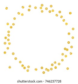 Gold bright Confetti,  colorful background, cute and fun decoration. Vector illustration for celebration, party, festive, holiday. Astral Design. Design for cards, invitations 
