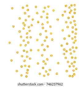 Gold bright Confetti,  colorful background, cute and fun decoration. Vector illustration for celebration, party, festive, holiday. Astral Design. Design for cards, invitations 