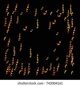 Gold bright Confetti and serpentine set, bright colorful background, cute and fun decoration.Vector illustration for celebration, party, festive, holiday.Black background.Design for cards,invitations 