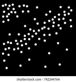 Gold bright Confetti and serpentine set, bright colorful background, cute and fun decoration. Vector illustration. Astral Design. Black background. Design for cards, invitations 
