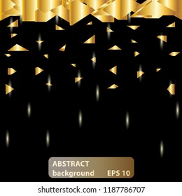 Gold bright crystal abstract background. Vector gold background. Sparkles, lights. 