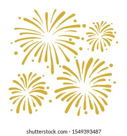 gold and bright firework on white background, can be use for celebration, party, and new year event. vector illustration