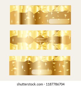 Gold bright lighting template banners set. Set gold vector banners for business presentation, wedding, website and other design.