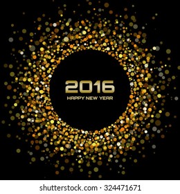 Gold Bright New Year 2016 Background, vector illustration