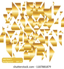 Gold bright polygonal vector abstract background. Vector gold background. Sparkles, lights. 