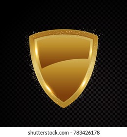 Gold brightly shield glowing security protection logo