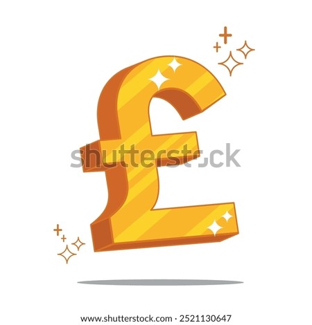 gold british pound floating with 3d effect