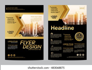 Gold Brochure Layout design template. Annual Report Flyer Leaflet cover Presentation Modern background. illustration vector in A4 size