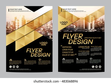 Gold Brochure Layout design template. Annual Report Flyer Leaflet cover Presentation Modern background. illustration vector in A4 size