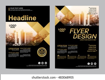 Gold Brochure Layout design template. Annual Report Flyer Leaflet cover Presentation Modern background. illustration vector in A4 size