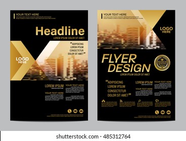Gold Brochure Layout design template. Annual Report Flyer Leaflet cover Presentation Modern background. illustration vector in A4 size