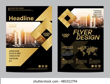 Gold Brochure Layout design template. Annual Report Flyer Leaflet cover Presentation Modern background. illustration vector in A4 size