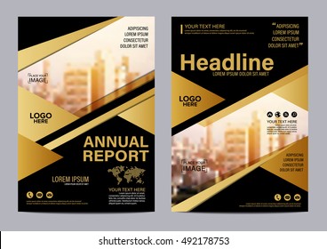 Gold Brochure Layout design template. Annual Report Flyer Leaflet cover Presentation Modern background. illustration vector in A4 size