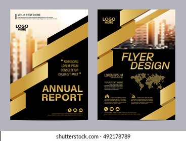 Gold Brochure Layout design template. Annual Report Flyer Leaflet cover Presentation Modern background. illustration vector in A4 size