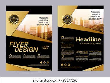 Gold Brochure Layout design template. Annual Report Flyer Leaflet cover Presentation Modern background. illustration vector in A4 size