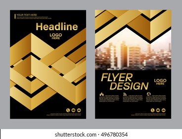 Gold Brochure Layout design template. Annual Report business Leaflet cover Presentation Modern background. illustration vector in A4 size