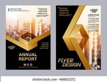 Gold Brochure Layout design template. Annual Report business Leaflet cover Presentation Modern background. illustration vector in A4 size