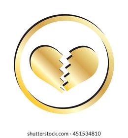 Gold Broken Heart Icon