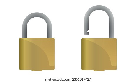 Gold bronze brass padlocks open and close