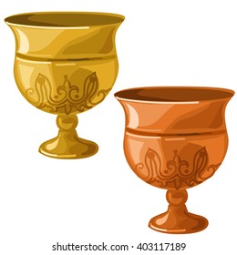 Gold and bronze Cup isolated on white background. Vector illustration.