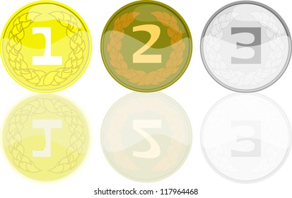 gold, bronze and silver medals