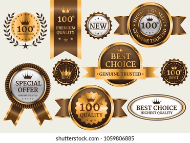 Gold brown banner collection set luxury on gray background vector illustration.